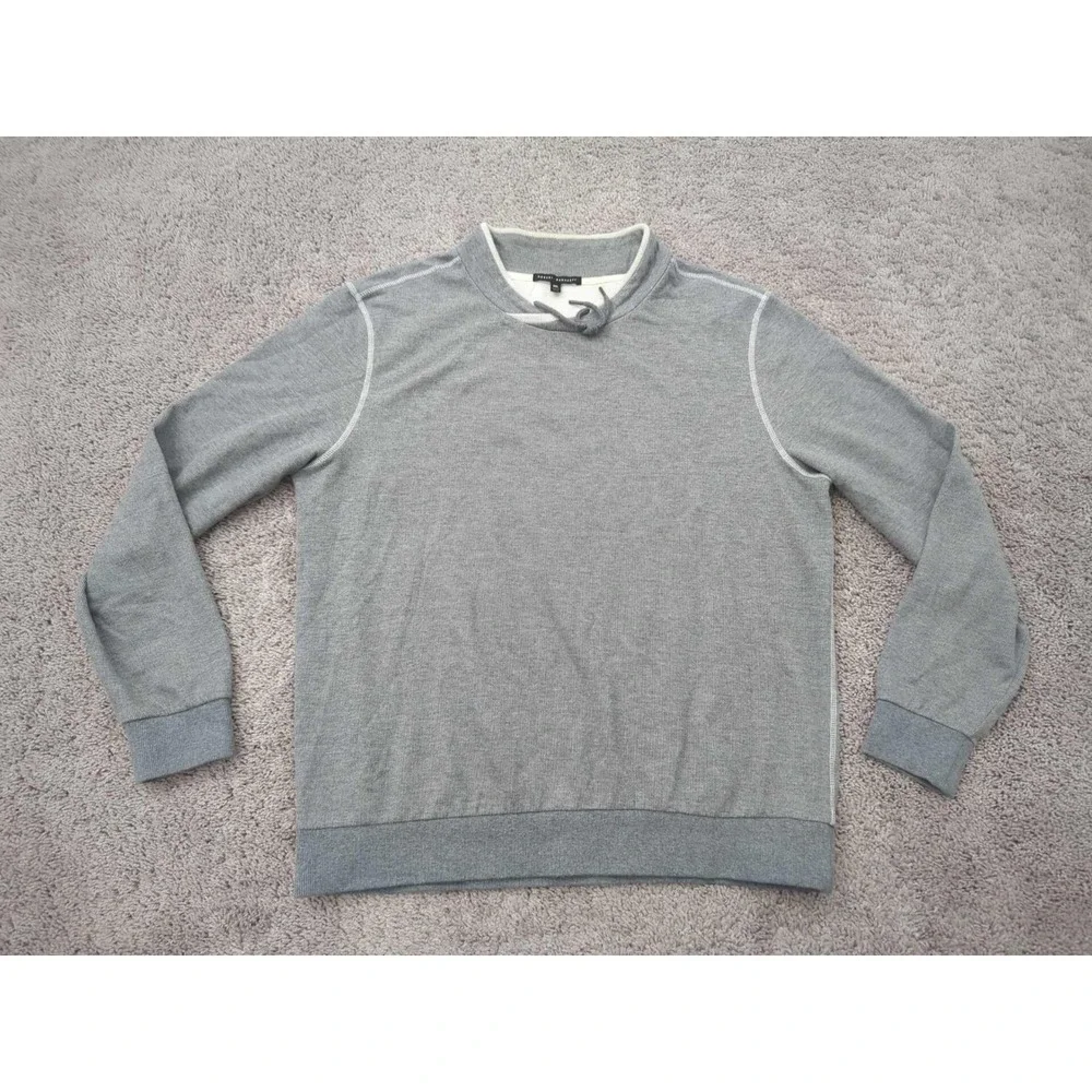 Robert Barakett Sweater Mens XXL Gray Pullover Long Sleeve Drawstring Mesh Lined